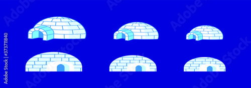 set of igloo cartoon icon design template with various models. vector illustration