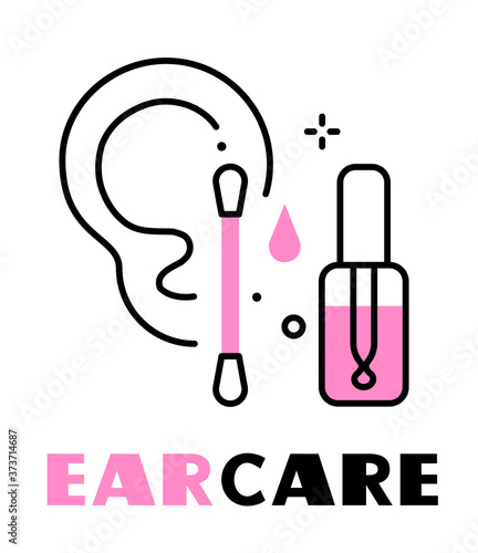 vector illustration of human ear, ear health care