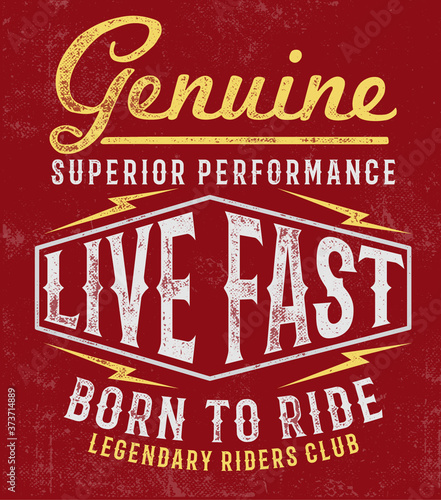 Motorcycle theme vector typography and illustrations, for t-shirt prints and other uses.	