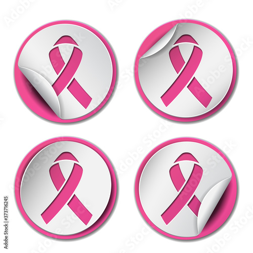Vector set of pink ribbons symbols for breast cancer awareness