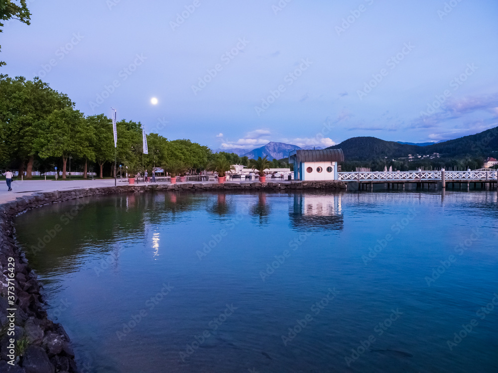 Summer evening on Lake Woerther, Carinthia, Austria.