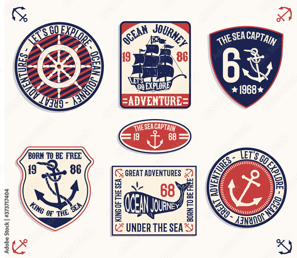 Nautical theme vector graphic, for t-shirt prints and other uses.