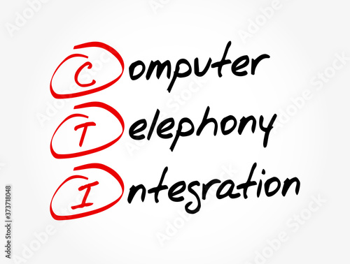 CTI - Computer Telephony Integration acronym, technology concept background