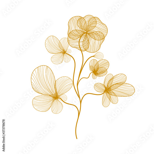 Fototapeta Naklejka Na Ścianę i Meble -  Golden flower on white background, precious autumn time concept