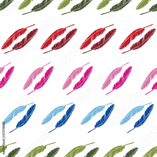 Colorful feathers repeat pattern print background design