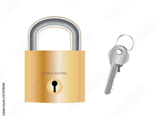 vector illustration of padlock and key