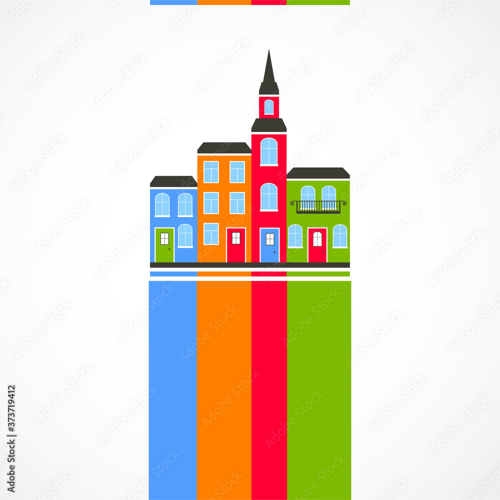 Abstract colorful city building skyline vector background.