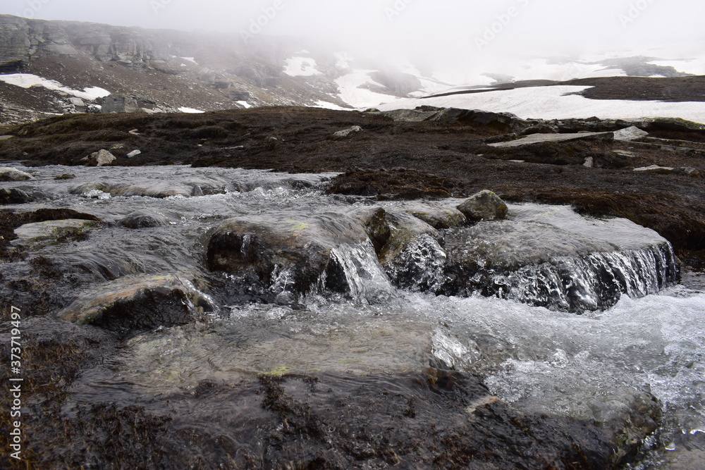 mountain river in winter