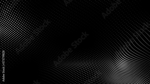 Dot white black wave technology texture background. Abstract big data digital concept. 3d rendering.