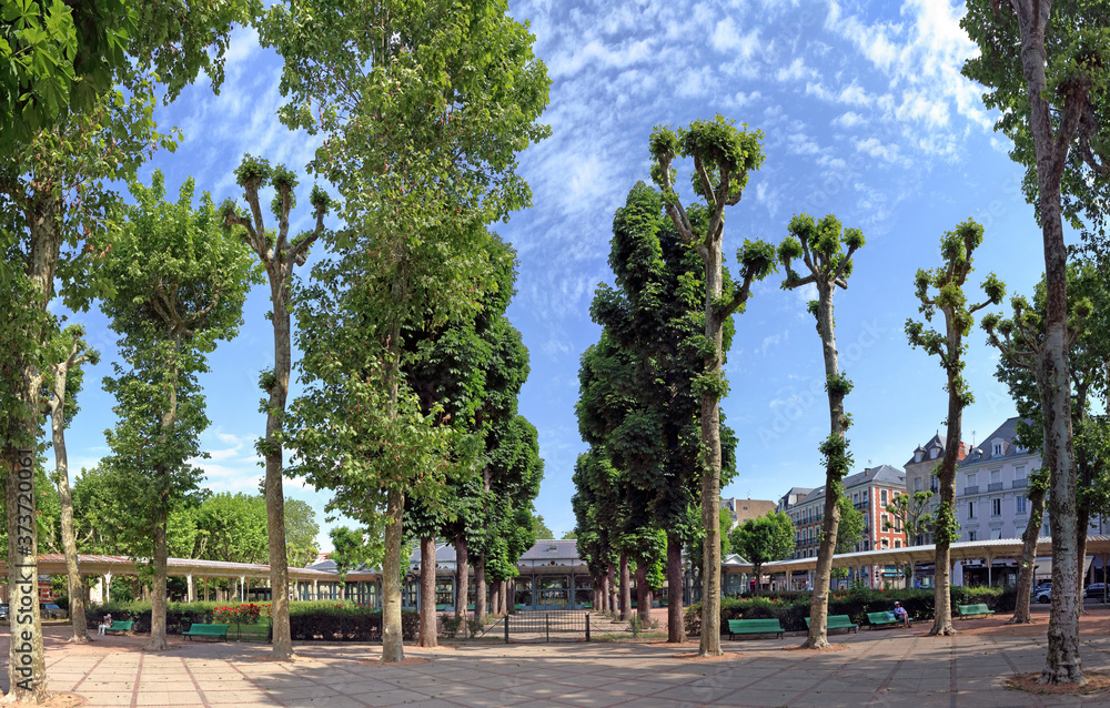 Vichy, France: covered walkway in the 'parc de sources' (park of thermal springs).