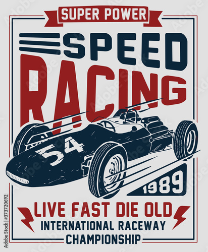 Vector vintage sport car, T-shirt Graphics, Vintage typography