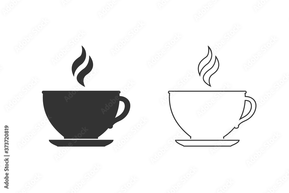 Obraz premium Cup of coffee. Coffee cup line icon set. Coffee icon isolated on white