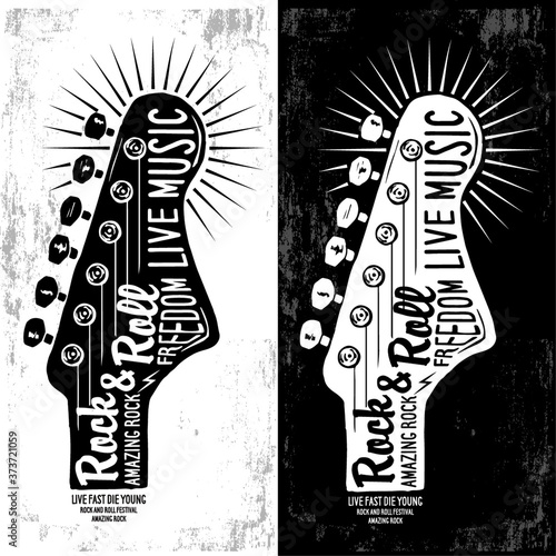Rock & Roll theme vector graphic, for t-shirt prints and other uses.