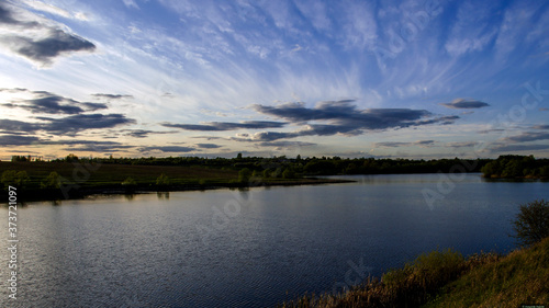 sunset over the lake