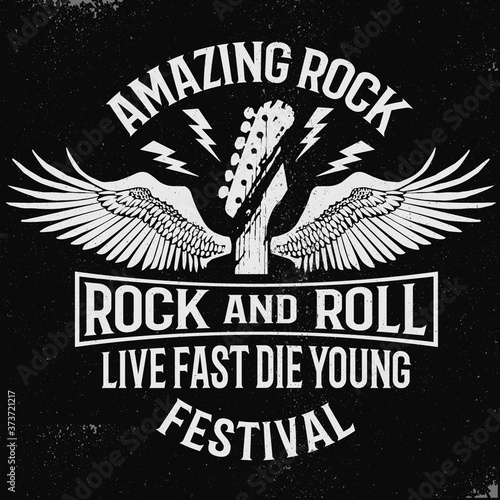 Rock & Roll theme vector graphic, for t-shirt prints and other uses.