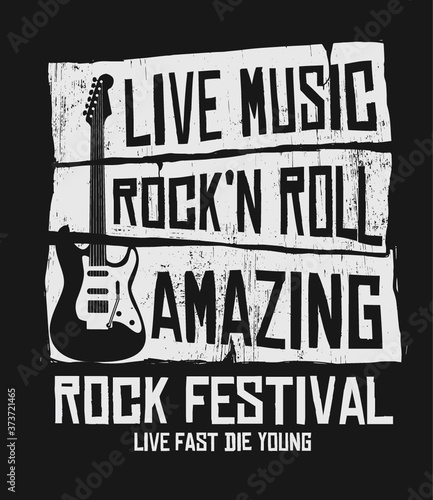Rock & Roll theme vector graphic, for t-shirt prints and other uses.