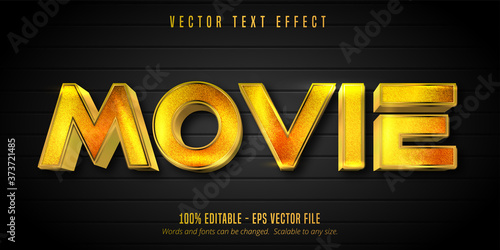 Movie text, shiny golden style editable text effect