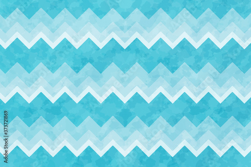 ギザギザ波模様の背景　長方形　ブルー　水彩風