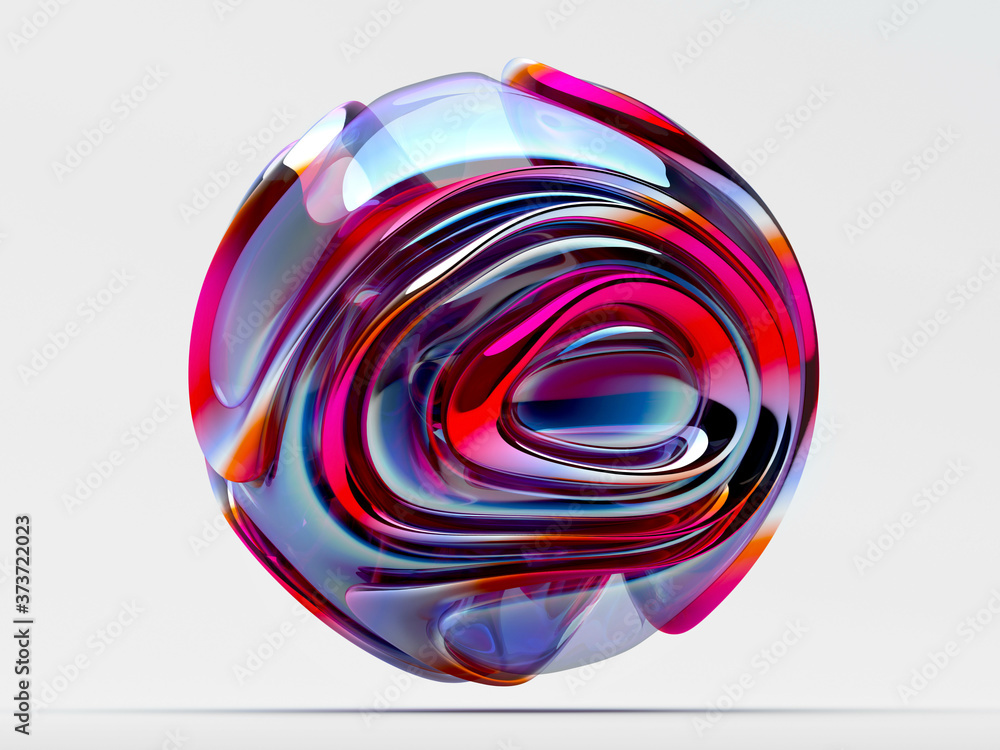 3d render of abstract art 3d ball in organic curve round wavy smooth ...