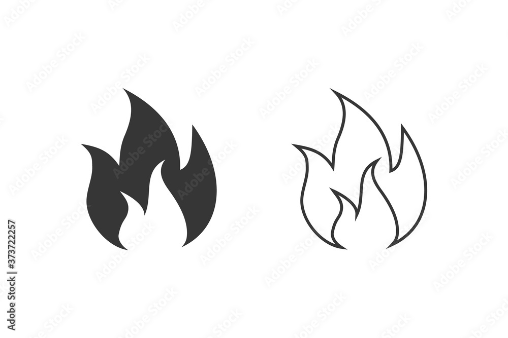 Flame icon set on white. vector illustration