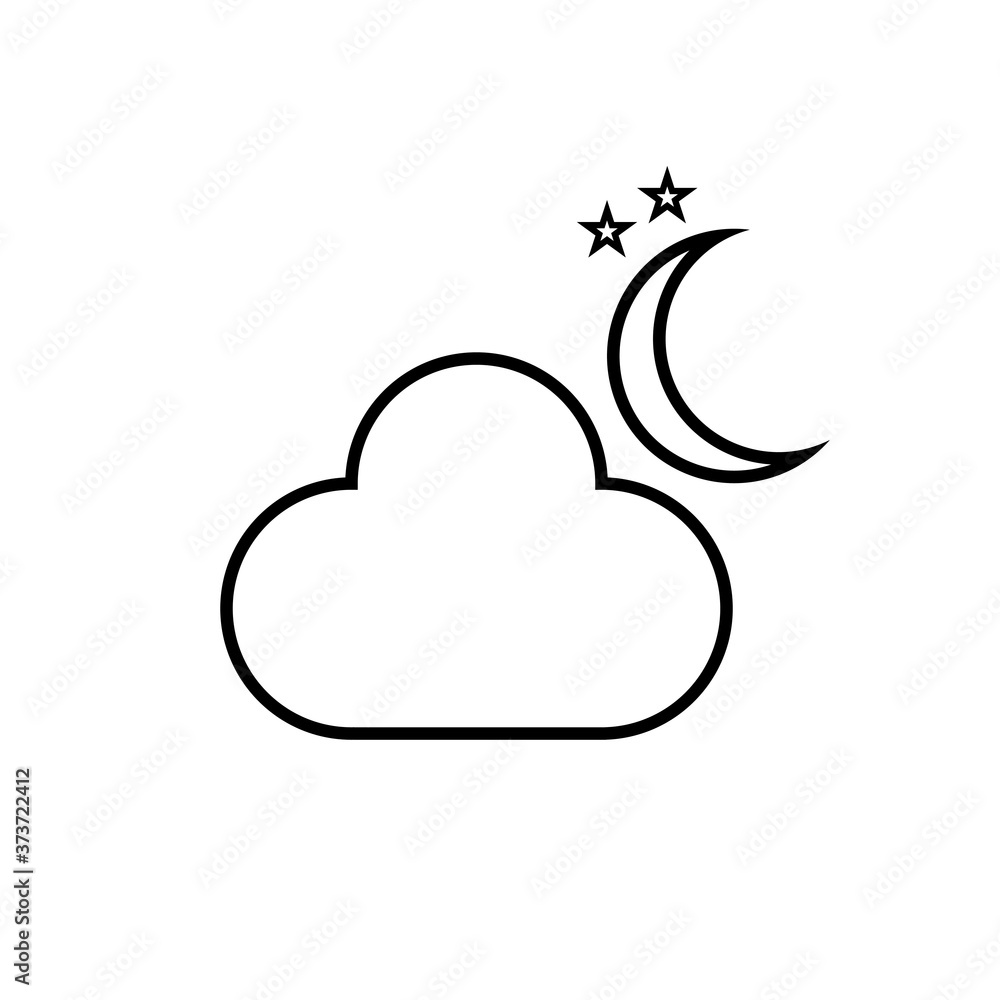 Cloudy night icon. Moon with clouds weather symbol in simple flat design. Weather forecast sign. Cloudy night icon. Moon with clouds weather symbol in simple flat design. Weather forecast sign.