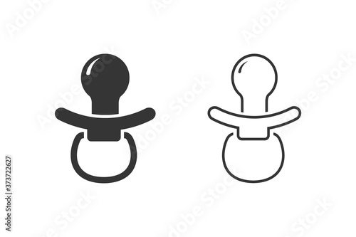 Baby pacifier, dummy, soother teether flat vector icon set