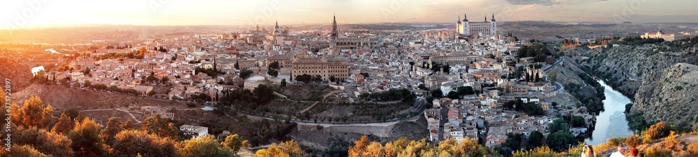 Evening view over the old town of Toledo, Spain