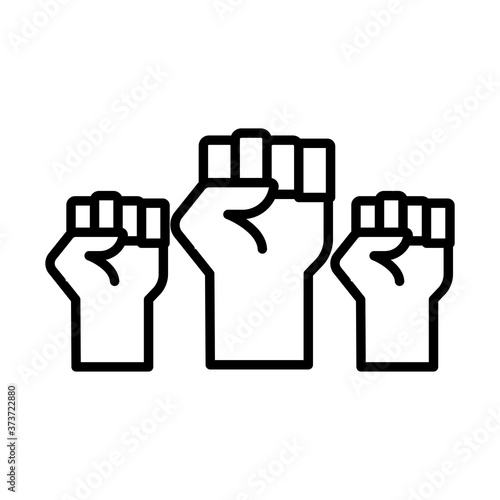 hands humans fists protesting line style icon