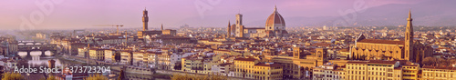 Panoramic view of Florence city crossing the river