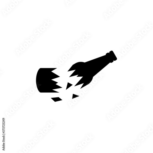 Broken glass bottle icon isolated vector on white