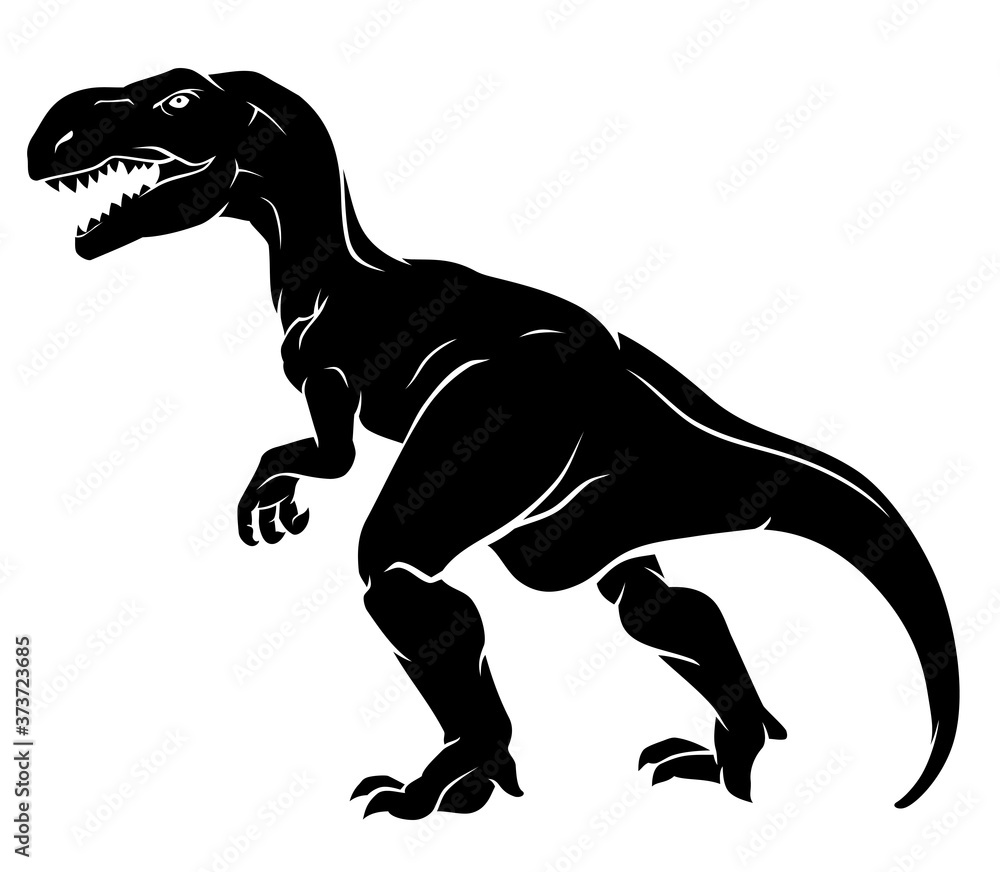 T-Rex Dinosaur, Silhouette Full Length Side View Stock Vector | Adobe Stock