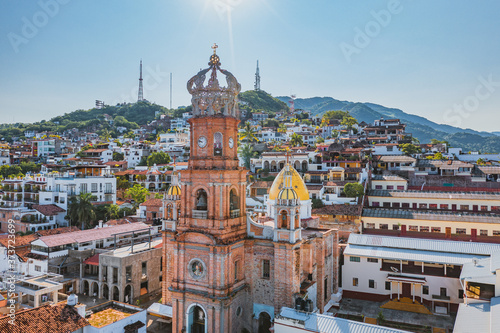View of the Church Parroquia de Nuestra Señora de Guadalupe in Puerto Vallarta, Mexico