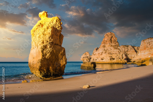 Seaview of the beautiful Marinha beach in Algarve, Portugal