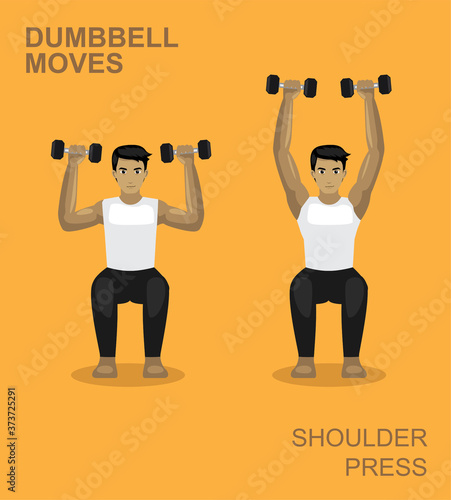 Shoulder Press Dumbbell Moves Manga Gym Set Illustration