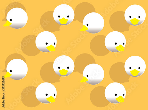 Animal Head Ball Duck Animation 3D Cartoon Vector Illustration Seamless Background-01