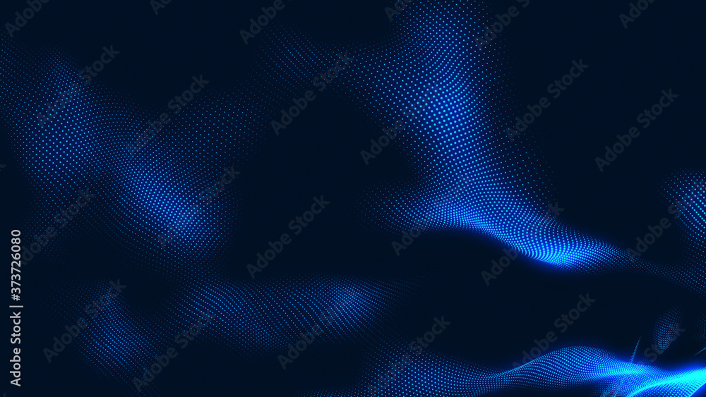 Dot white blue wave light screen gradient texture background. Abstract  technology big data digital background. 3d rendering.