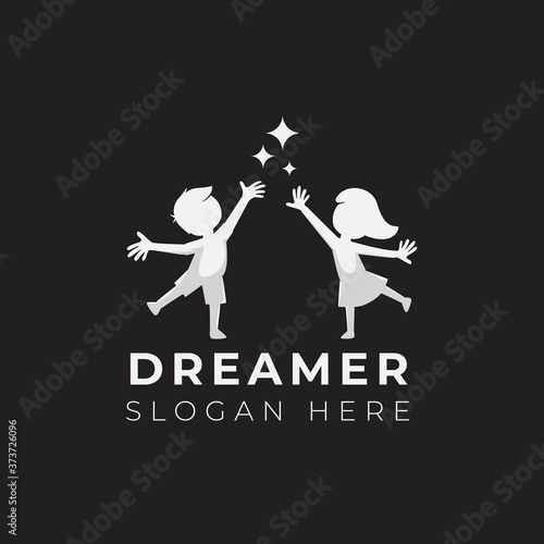 Child dream logo design illustration template