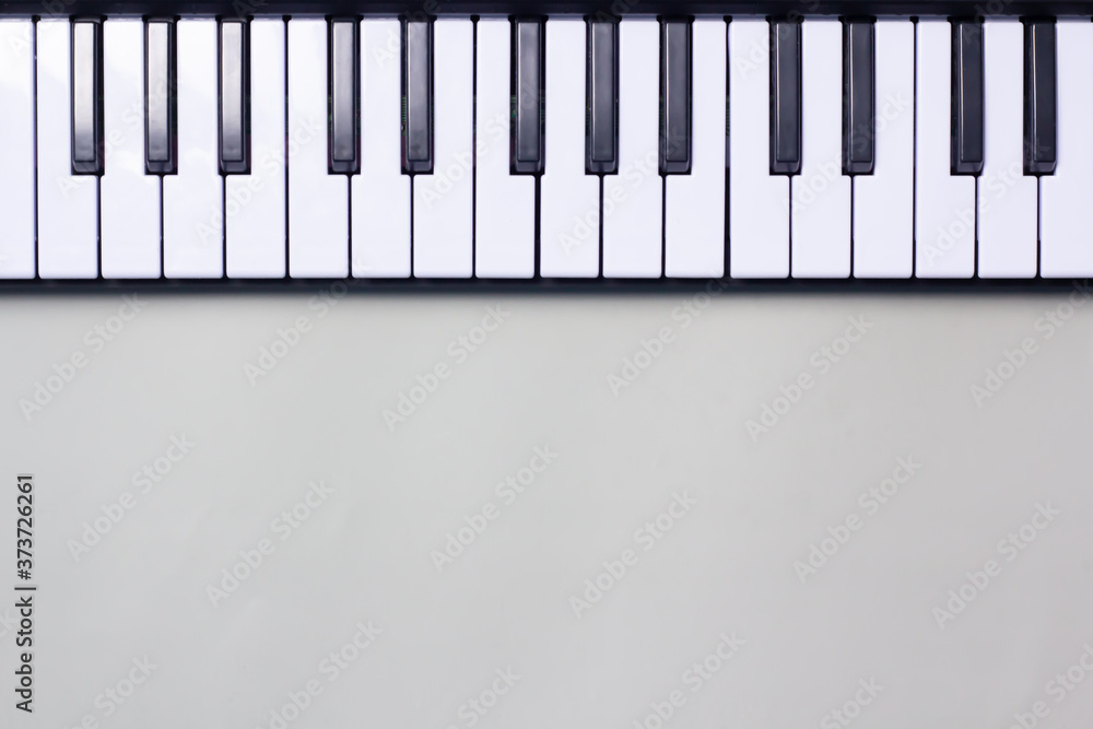The close-up piano image is placed on the top of the image and leaves space at the bottom for text and use as a background image or a theme music audio. The close-up piano image is placed on the top of the image and leaves space at the bottom for text and use as a background image or a theme music audio.