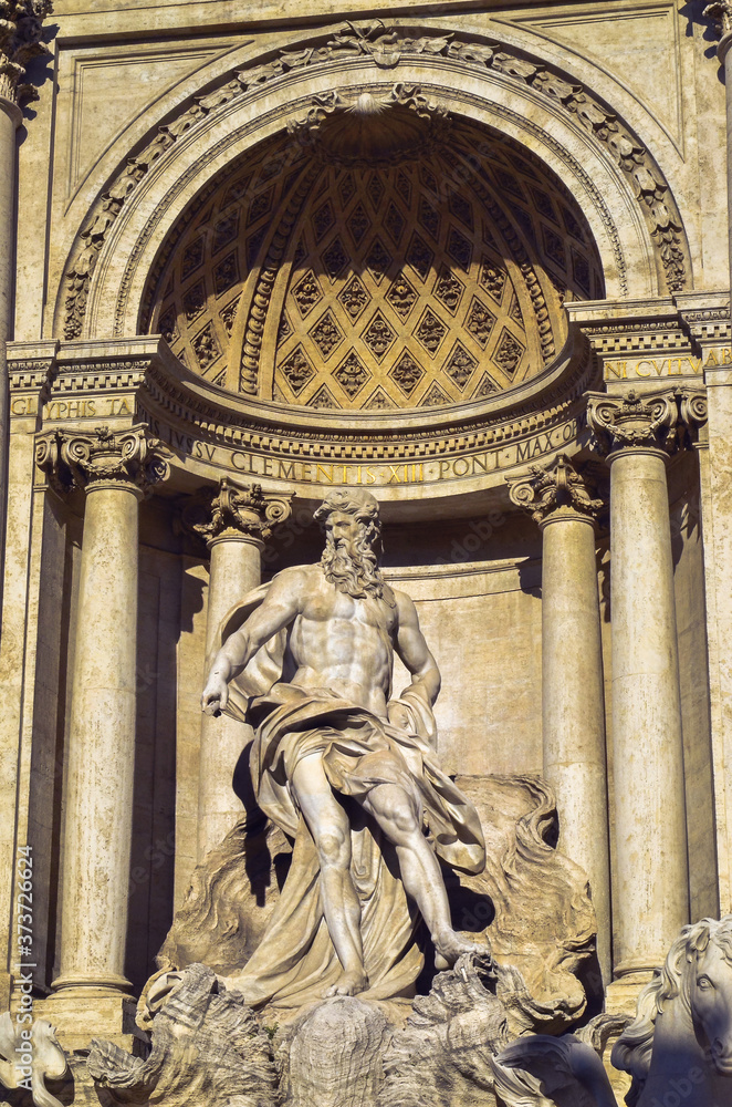 Neptuno sculpture from Fontana di Trevi in a sunny day