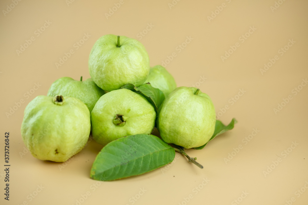 Thai Guava fruit has green skin and white flesh Thai Guava fruit has green skin and white flesh