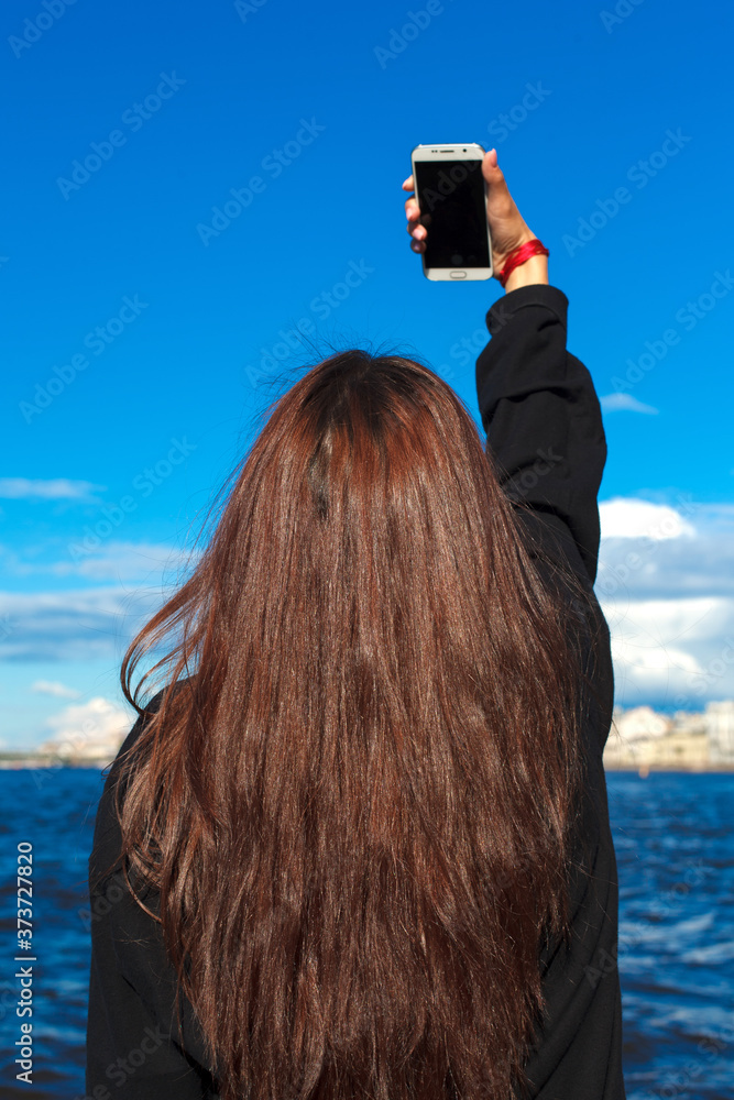Portrait of a girl tourist on the streets of St. Petersburg Portrait of a girl tourist on the streets of St. Petersburg
