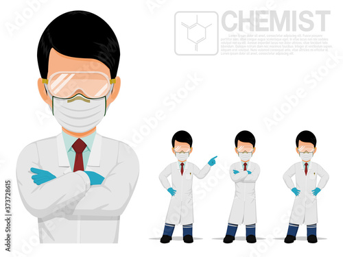 Isolated chemist on white background