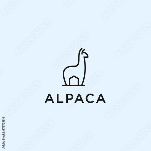 alpaca logo design vector silhouette illustration