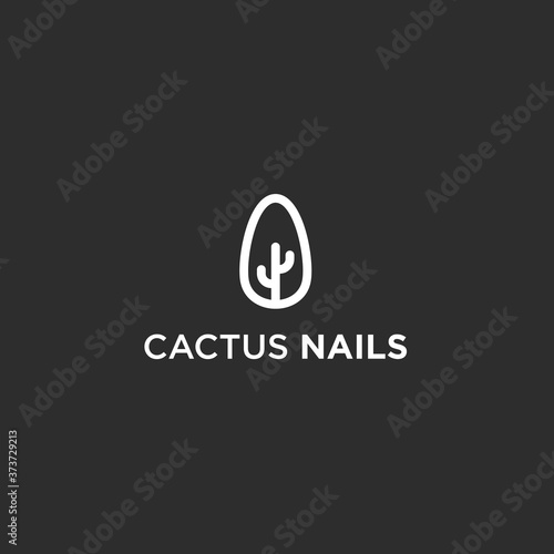 abstract nail logo. cactus icon