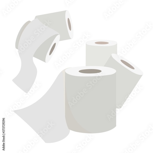 Realistic paper roll set, isolated on white background, vector illustration.