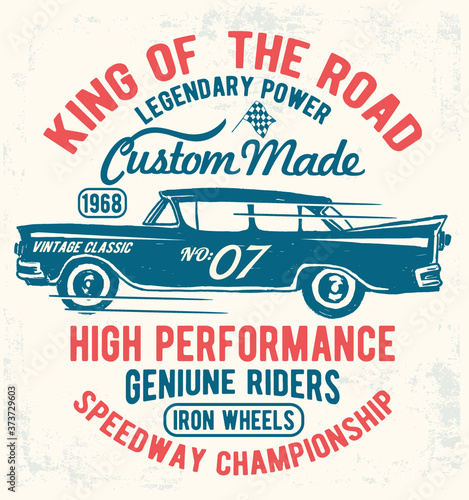 Vector vintage sport racing car, T-shirt Graphics, Vintage typography