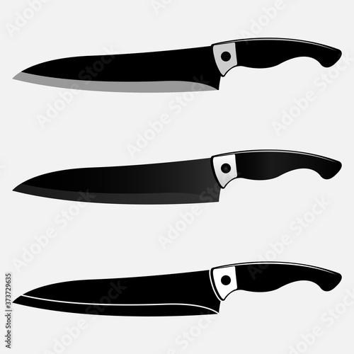 Kitchen knife vector icon set isolated on white background. Chef knife symbol.