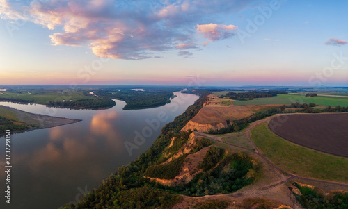 Aerial drone view of river ...