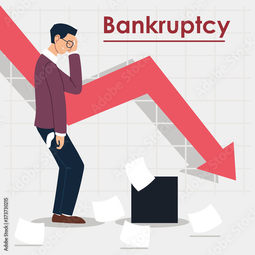 bankruptcy, businessman in financial crisis, economic problem
