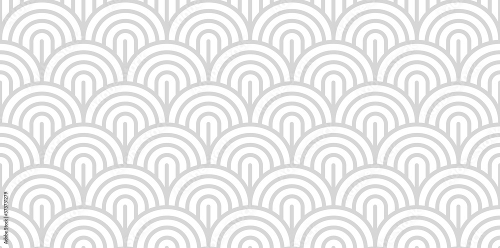 Vector seamless pattern with striped fish scales. Stylish monochrome geometric texture. Modern abstract background.